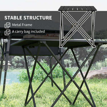 Outsunny Folding Camping Table, Outdoor Portable Picnic Table with Carry Bag, Foldable Table for Camping, Picnic, Hiking, Black
