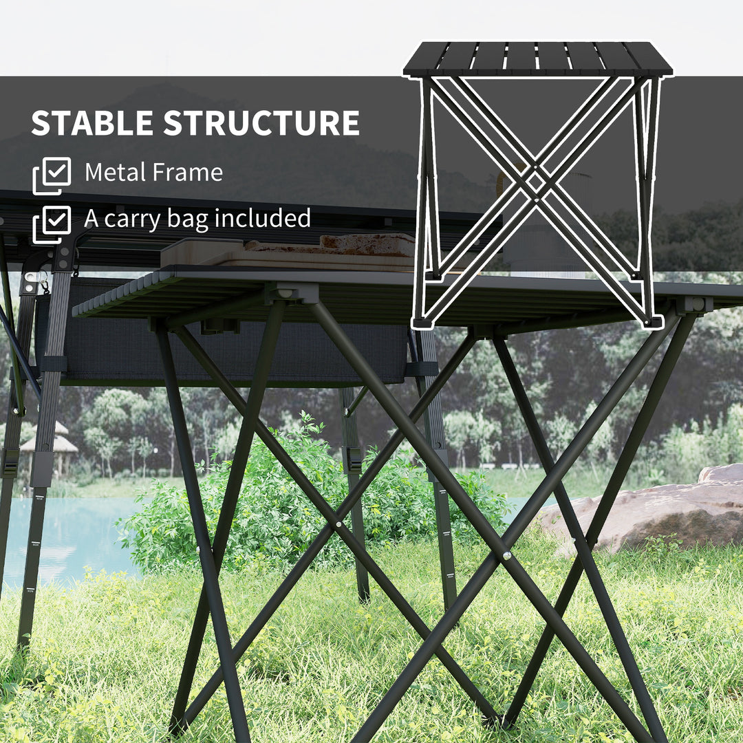 Outsunny Folding Camping Table, Outdoor Portable Picnic Table with Carry Bag, Foldable Table for Camping, Picnic, Hiking, Black