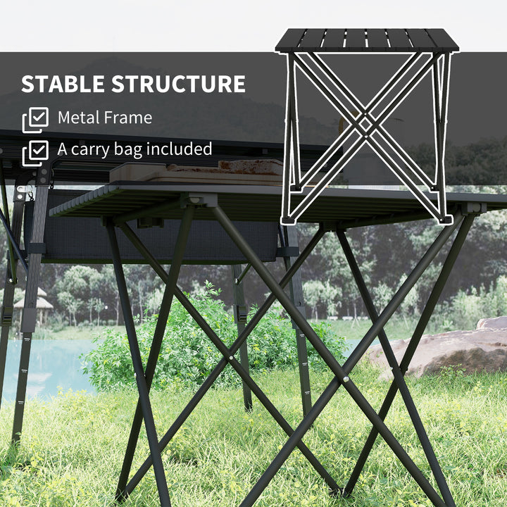 Outsunny Folding Camping Table, Outdoor Portable Picnic Table with Carry Bag, Foldable Table for Camping, Picnic, Hiking, Black