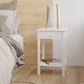 HOMCOM Multipurpose Bedside Table Night Stand W/ Drawer and Storage Shelf End Side Table Bedroom White