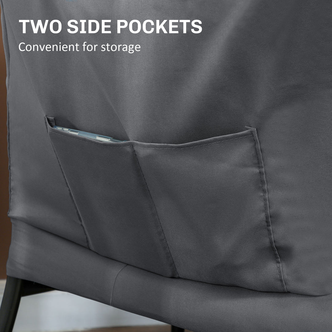 HOMCOM Modern Accent Chair, Armchair with Side Pockets and Solid Steel Legs, Comfy Reading Chair for Living Room, Cream White