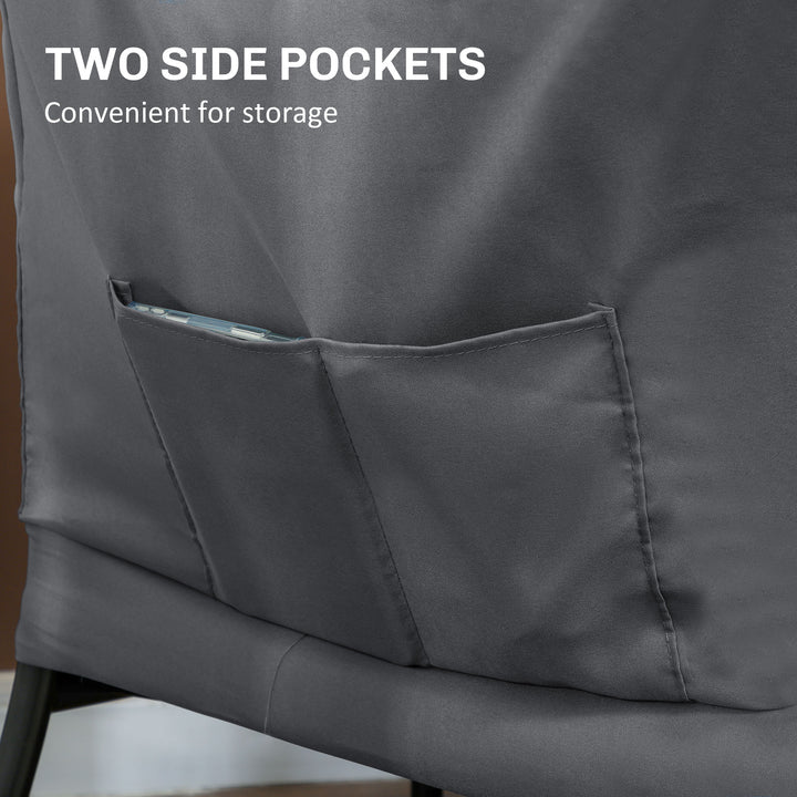 HOMCOM Modern Accent Chair, Armchair with Side Pockets and Solid Steel Legs, Comfy Reading Chair for Living Room, Cream White