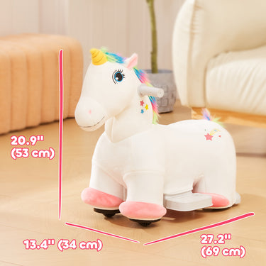 Qaba 6V Ride on Unicorn, Battery Powered Kids Riding Pony with Music Forward, Aged 18-36 Months, White