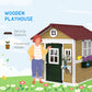 Outsunny Wooden Playhouse for Kids Outdoor with Door, Windows, Planter Pots and Boxes for Toddlers 3-8 Years, Beige
