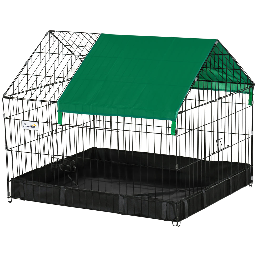 PawHut Metal Outdoor Small Animal Cage for Rabbits and Cats, Black
