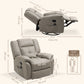 HOMCOM 8-Point Vibration Massage Recliner Chair for Living Room, PU Leather 360Â° Swivel Manual Reclining Sofa Rocking Chair with Remote Control, Side Pockets, Grey