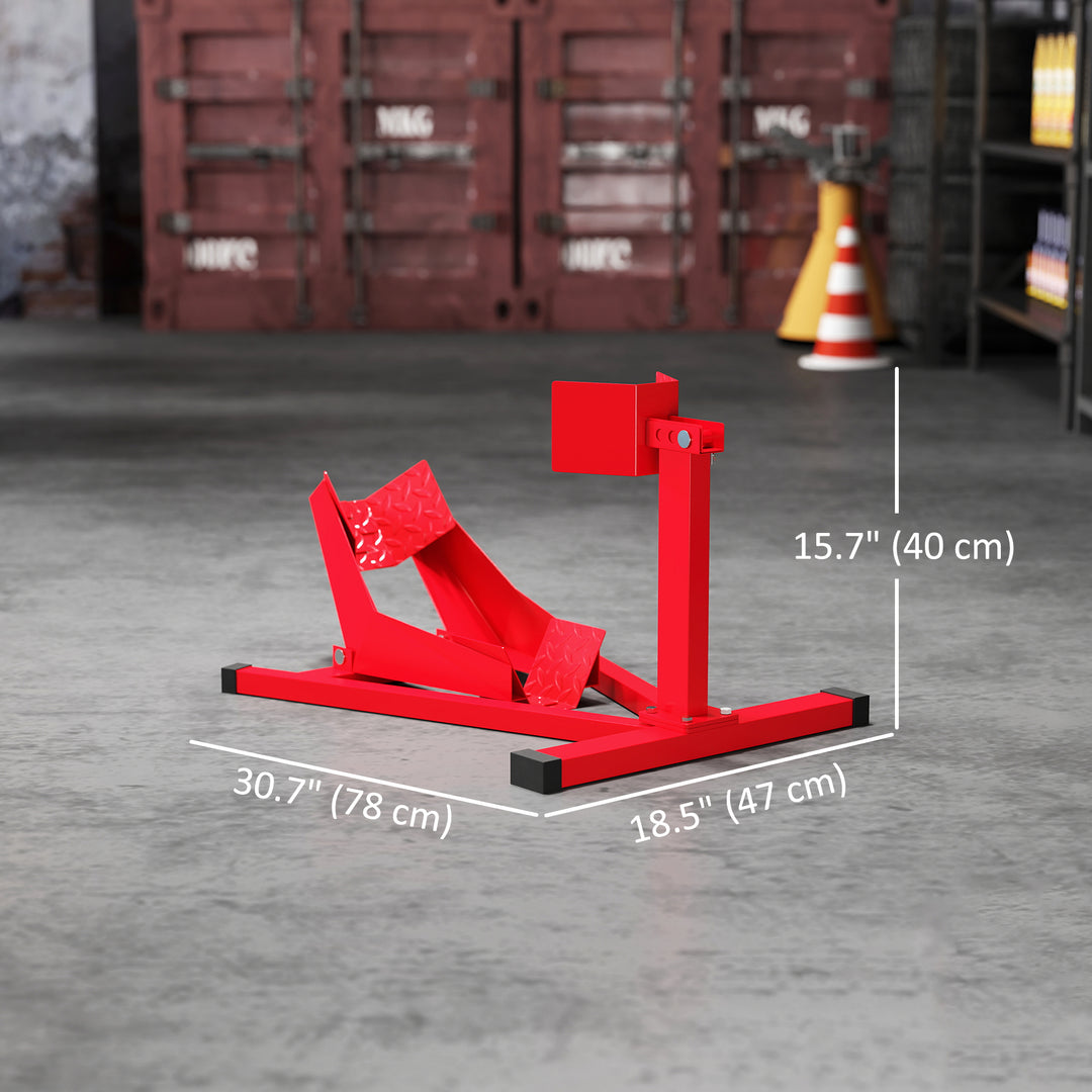 Soozier Motorcycle Wheel Chock, 660 lbs Capacity Heavy Duty Steel Motorcycle Front Wheel Stand for 14"-21" Wheels, Red