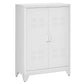 HOMCOM Metal Storage Cabinet, Industrial Sideboard Buffet Cabinet with 2 Louvered Doors, Adjustable Shelves, Grey