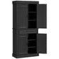 HOMCOM 71" Freestanding Kitchen Pantry with 4 Doors and 2 Cabinets, Tall Storage Cabinet for Kitchen, Distressed Coffee