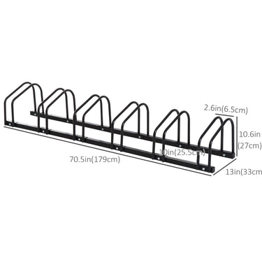 HOMCOM 6-Bike Bicycle Floor Parking Rack Cycling Storage Stand Ground Mount Garage Organizer for Indoor and Outdoor Use Black