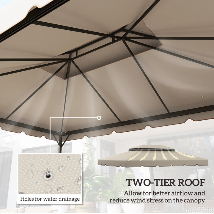 Outsunny 13' x 10' Gazebo Replacement Canopy, Gazebo Top Cover with Double Vented Roof for Garden Patio(TOP ONLY), Beige