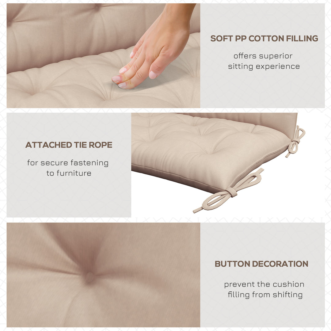 Outsunny 2 Seater Garden Bench Cushion, Soft Thick Outdoor Non-Slip 2 Seater Soft Pad With Backrest for Garden Patio, 47" x 43" x 5", Light Grey