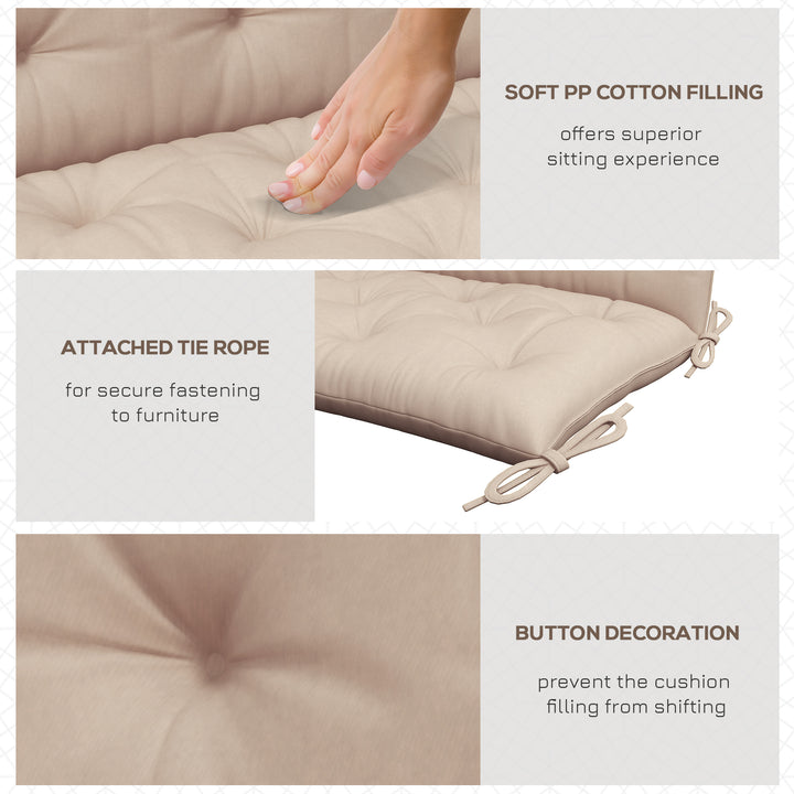 Outsunny 2 Seater Garden Bench Cushion, Soft Thick Outdoor Non-Slip 2 Seater Soft Pad With Backrest for Garden Patio, 47" x 43" x 5", Light Grey