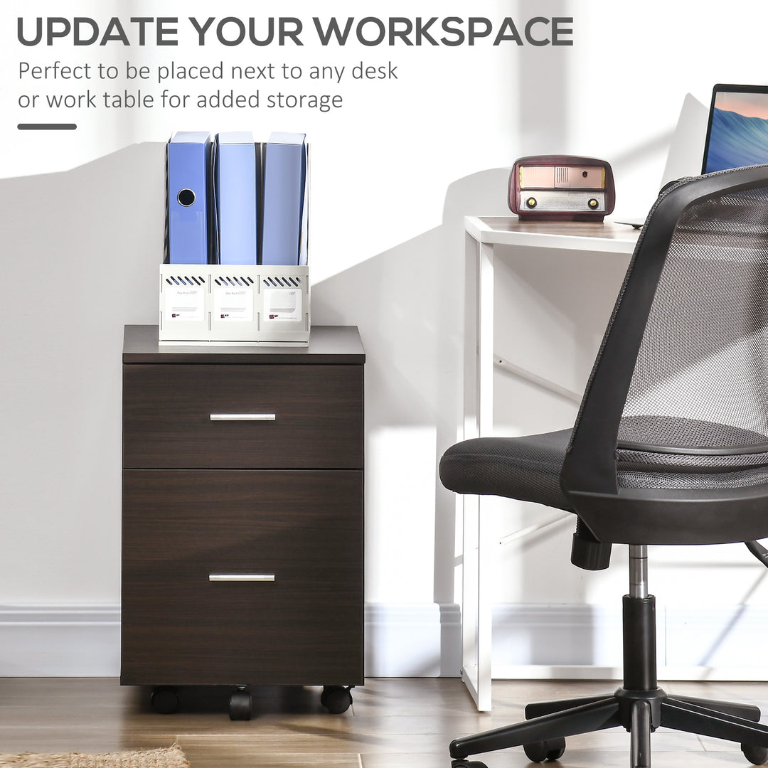 Vinsetto Mobile Filing Cabinet, Vertical File Cabinet with 2 Drawers, Wheels, for Letter or A4 File, Natural