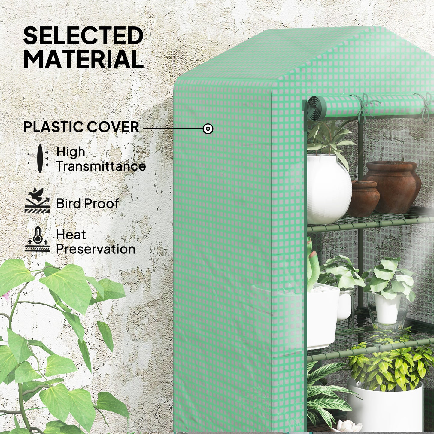 Outsunny 56" x 56" Walk-in Greenhouse Outdoor, Portable Gardening Plant Hot House with 2-Tier Shelf, Green