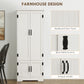 HOMCOM 48" 4-Door Storage Cabinet Multi-Storey Large Space Pantry with Adjustable Shelves Black