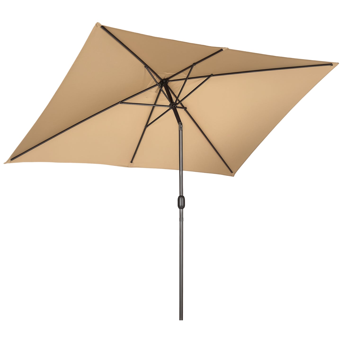 Outsunny 6.5x10ft Patio Umbrella, Rectangle Market Umbrella with Aluminum Frame and Crank Handle, Garden Parasol Outdoor Sunshade Canopy, Blue