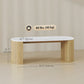 HOMCOM Coffee Table, Modern Marble-Effect Living Room Table with Round Corners and Thicken Legs, Black