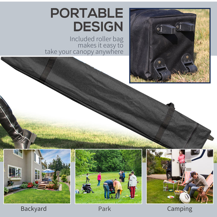 Outsunny 10' x 10' Pop Up Canopy Tent with Adjustable Height, 1 Sidewall, and Wheeled Carry Bag for Outdoor, Garden, Patio, White