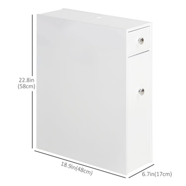 HOMCOM Space Saving Toilet Paper Cabinet, Narrow Bathroom Cabinet with Drawers and Hidden Storage, White