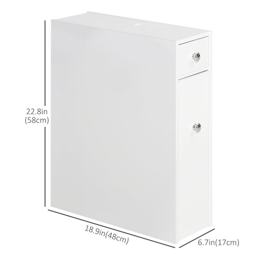 HOMCOM Space Saving Toilet Paper Cabinet, Narrow Bathroom Cabinet with Drawers and Hidden Storage, White