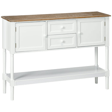 HOMCOM Vintage Console Table with 2 Drawers and Cabinets, Retro Sofa Table for Entryway, Living Room and Bedroom, White