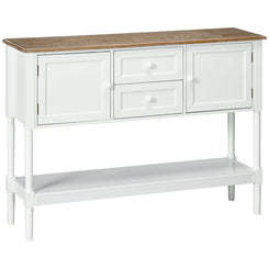 HOMCOM Vintage Console Table with 2 Drawers and Cabinets, Retro Sofa Table for Entryway, Living Room and Bedroom, White