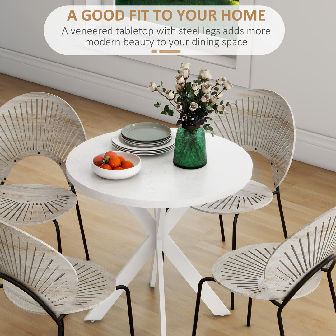 HOMCOM 29" Dining Table, Contemporary Round Kitchen Table with Steel Legs, Grey