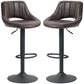 HOMCOM Bar Stools Set of 2, Swivel Counter Height Barstools with Adjustable Height, Linen Upholstered Bar Chairs with Round Metal Base and Footrest, Blue