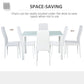HOMCOM 5-Piece Rectangular Glass Kitchen Table and Chairs with Metal Frame and Faux Leather Upholstery for Dining Room, White