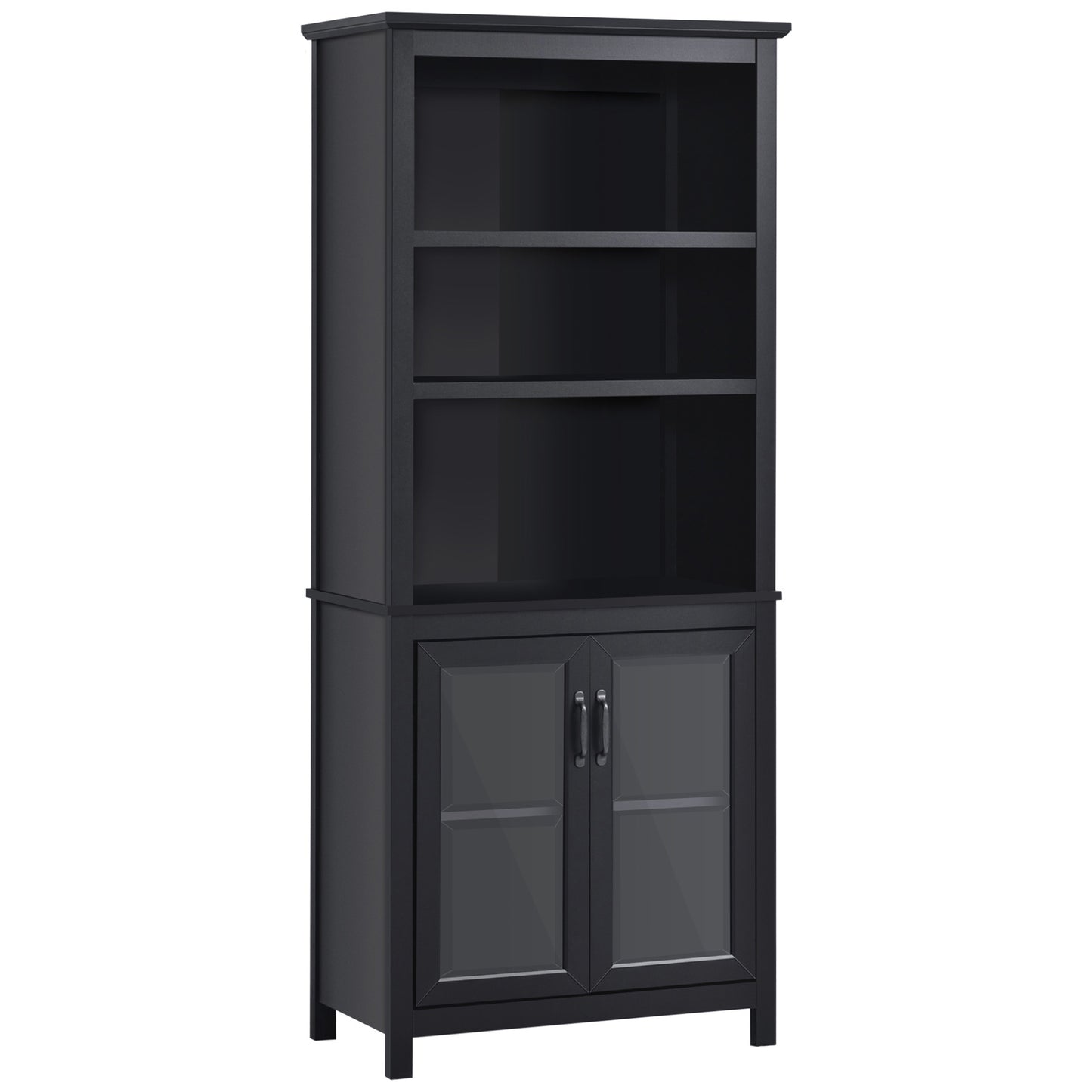 HOMCOM Multifunctional Storage Cabinet Bookcase with Adjustable Shelves Display Rack for Study, Kitchen, Living Room, White