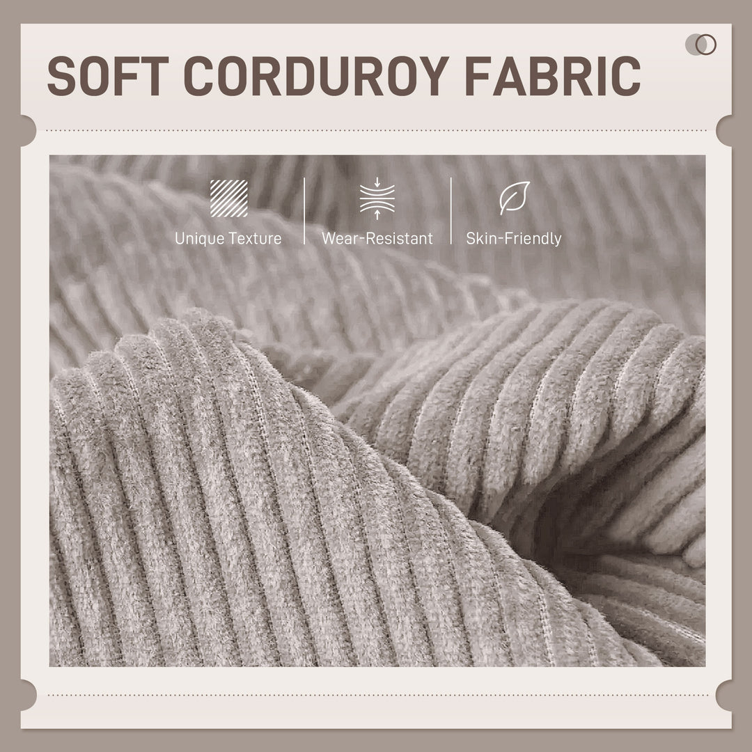 HOMCOM Modern Couch, 3 Seater Sofa, Corduroy Loveseat with Rubberwood Legs and Extra-Wide Seat, Grey