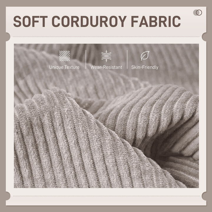 HOMCOM Modern Couch, 3 Seater Sofa, Corduroy Loveseat with Rubberwood Legs and Extra-Wide Seat, Grey