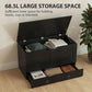 HOMCOM 31.5 Inches Storage Chest, Storage Trunk with 2 Safety Hinges, Wooden Box for Living Room, Black Wood Grain