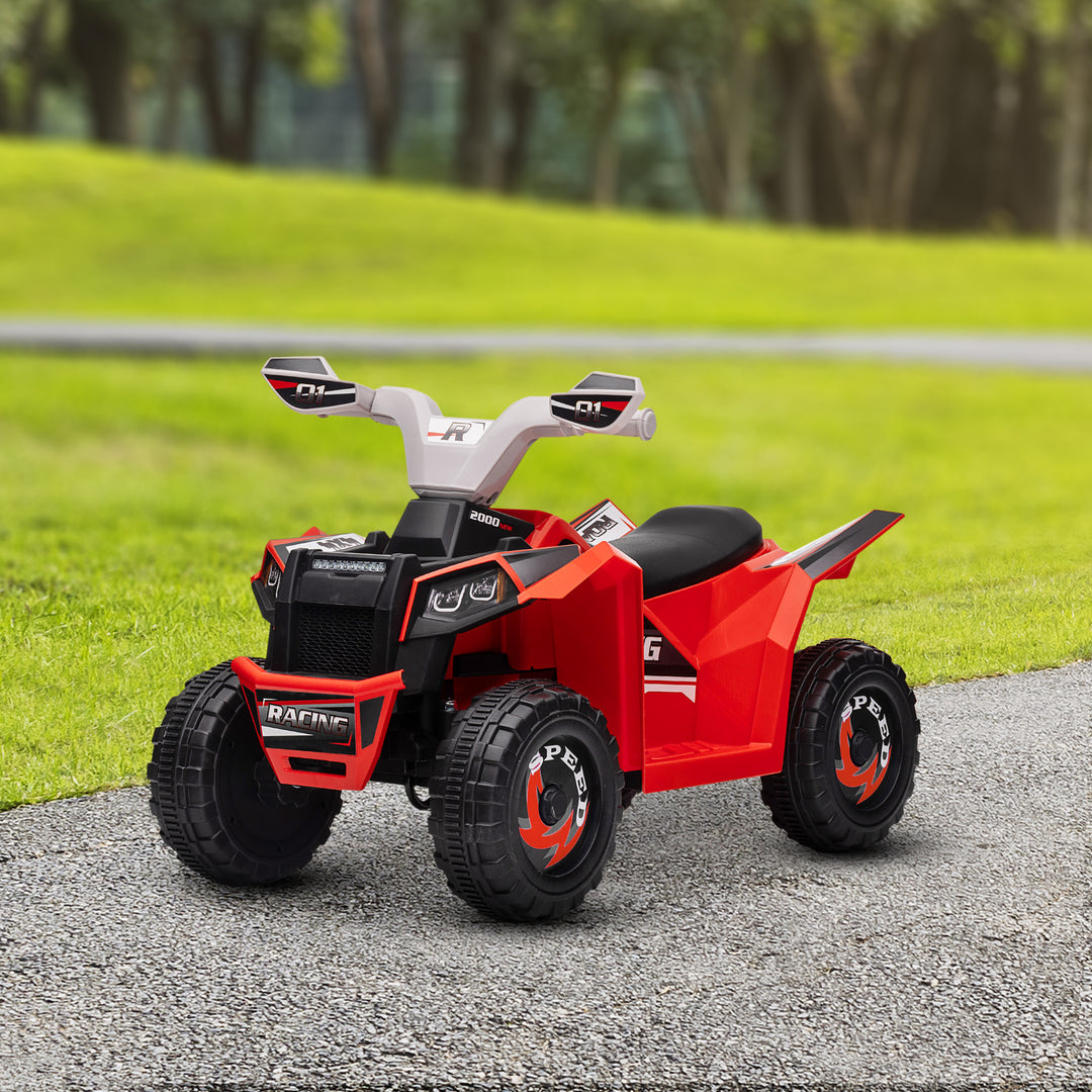 Aosom 6V Quad Kids Electric Car with Wear-resistant Wheels, for Boys and Girls Aged 18-36 Months, Red