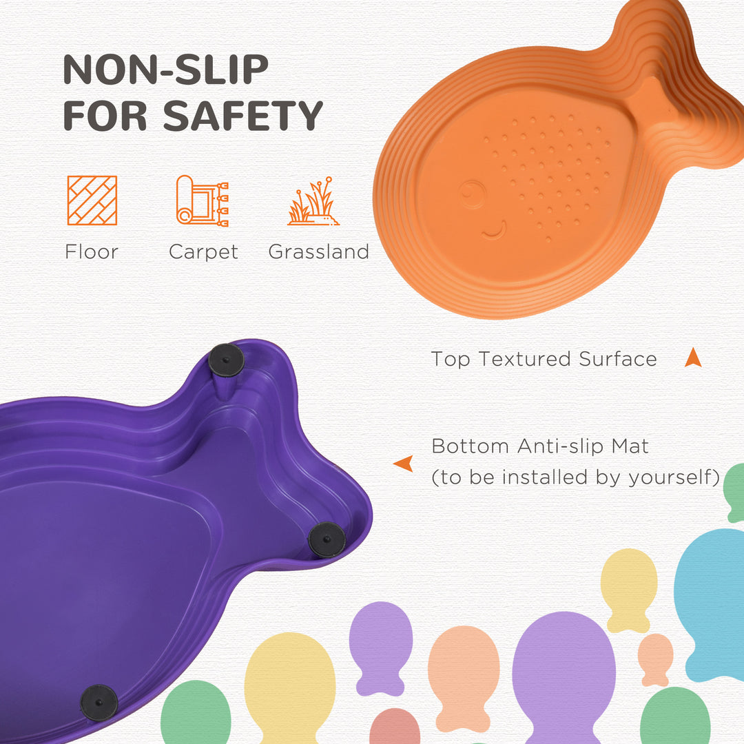 Outsunny 11pcs Balance Stepping Stones for Kids, Fish Style Non-slip Obstacle Course, Larger Size Stackable Balance Blocks Indoor Outdoor