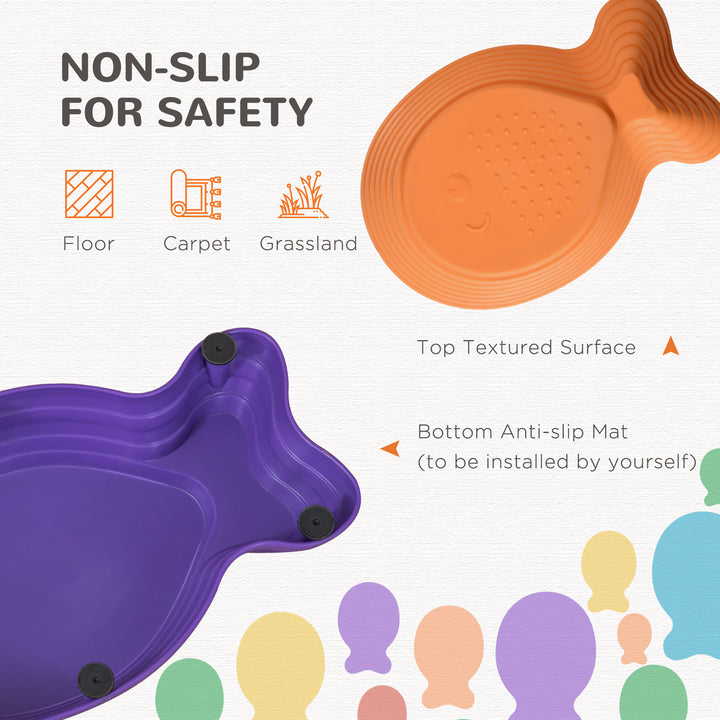 Outsunny 11pcs Balance Stepping Stones for Kids, Fish Style Non-slip Obstacle Course, Larger Size Stackable Balance Blocks Indoor Outdoor