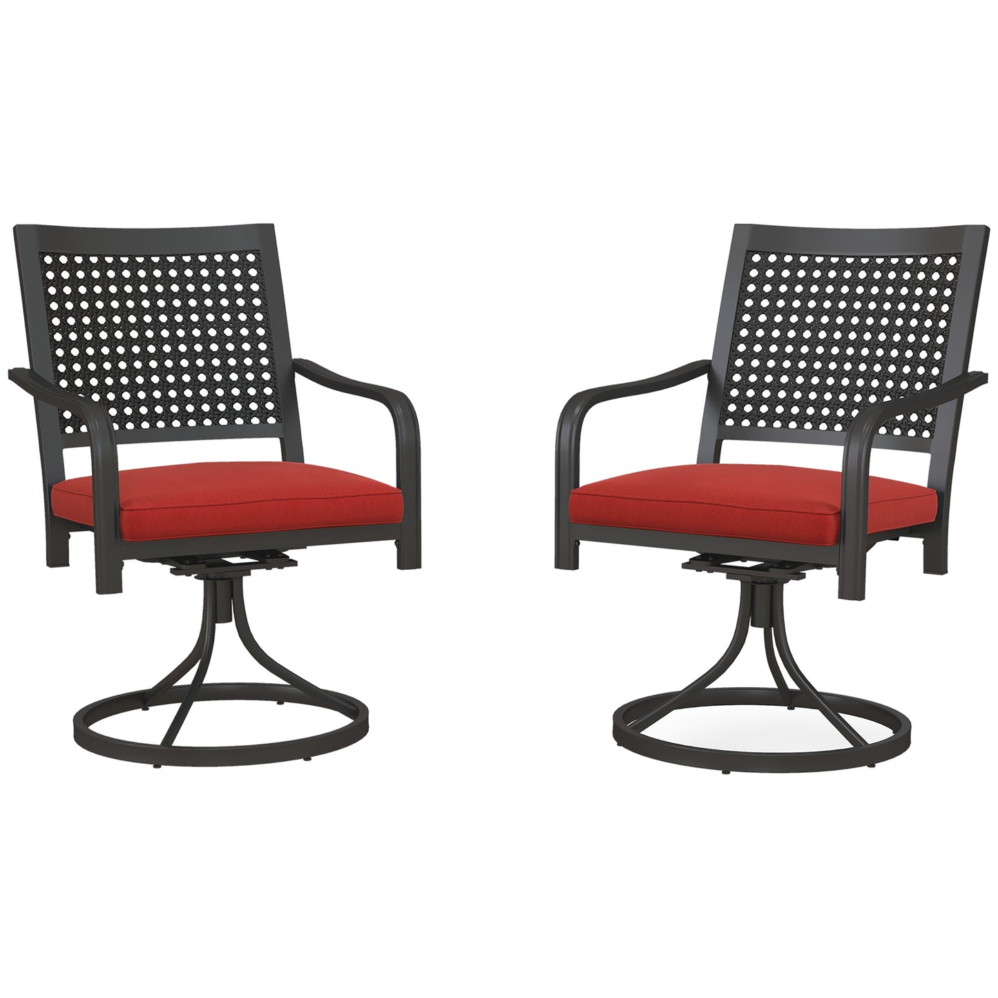 Outsunny 2 Pieces Patio Swivel Chairs with Cushion, Outdoor Swivel Rocker with Curved Armrests, Backrest for Garden, Balcony, Porch, Navy Blue