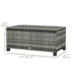 Outsunny Outdoor PE Rattan Wicker Table, Patio Garden Side Table w/Glass Top for Patio, Balcony, Mixed Grey