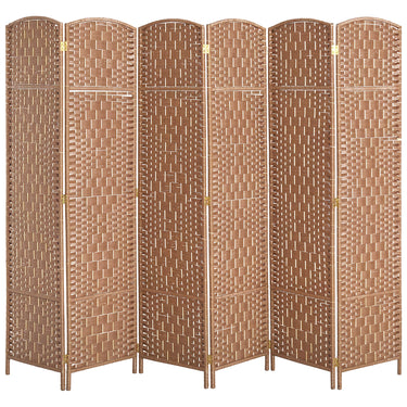 HOMCOM 6ft Folding Room Divider, 6 Panel Wall Partition with Wooden Frame for Bedroom, Home Office, Natural