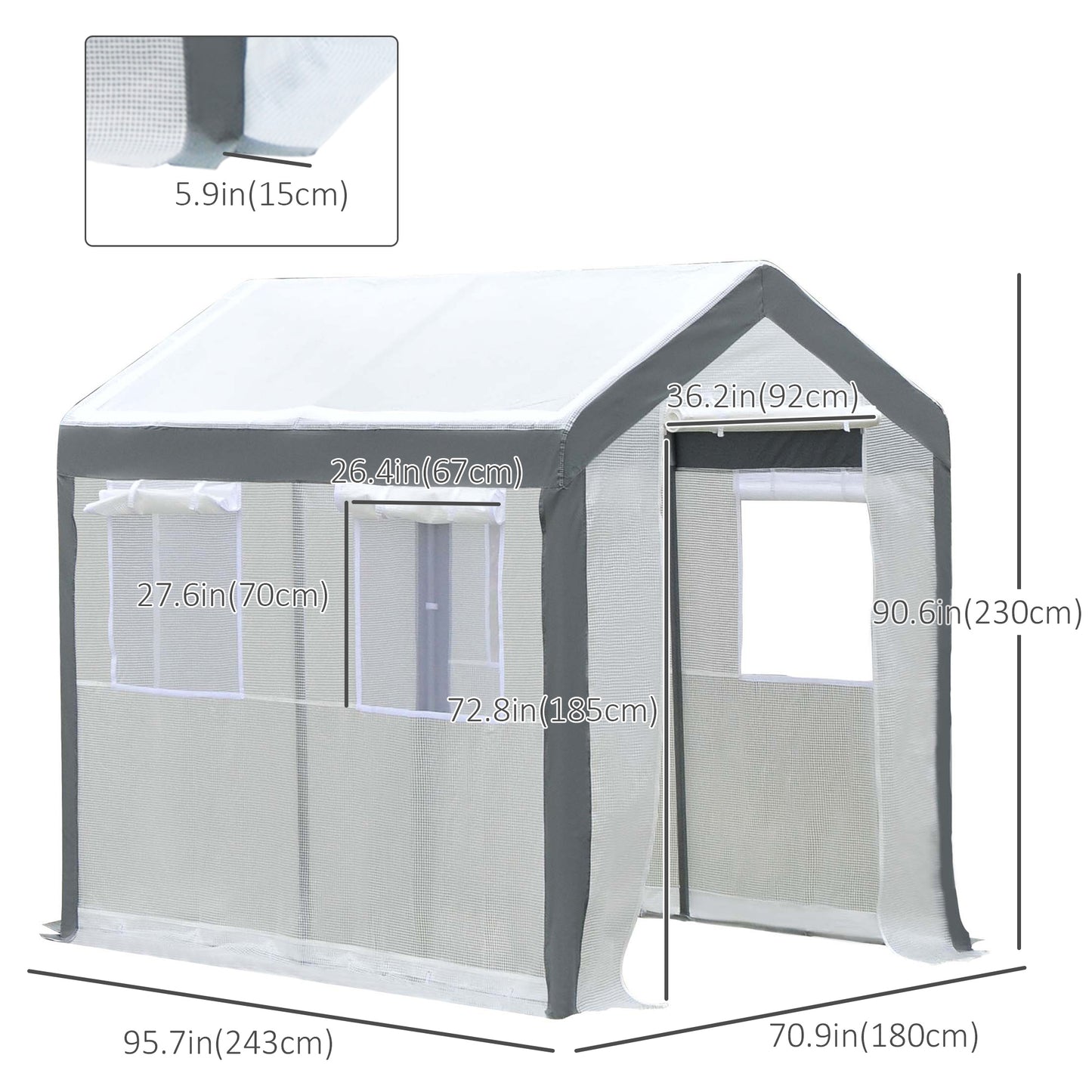 Outsunny 6.6' x 10' x 7' Heavy Duty Walk-In Greenhouse Vegetable Seed Growth Tent Outdoor Plant Growing Tunnel Warm House Flower Shed Backyard White