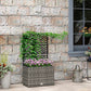 Outsunny 22L Raised Garden Box with Trellis, PE Rattan Free Standing Flower Raised Garden Bed with Two Plant Boxes, Garden Planter Box for Climbing Plants, Mixed Grey