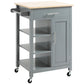 HOMCOM Kitchen Island, Compact Kitchen Cart on Wheels with Open Shelf & Storage Drawer for Dining Room, Kitchen, Black