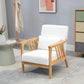 HOMCOM Armchair Upholstered Lounge Chair with Rubber Wood Frame Throw Pillows and Comfortable Cushion, White