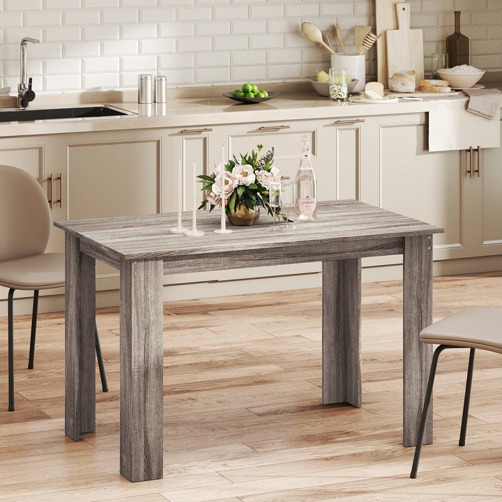 HOMCOM 47" Kitchen Table for 4-6 People, Dining Table with Wood Effect for Dining Room, Oak