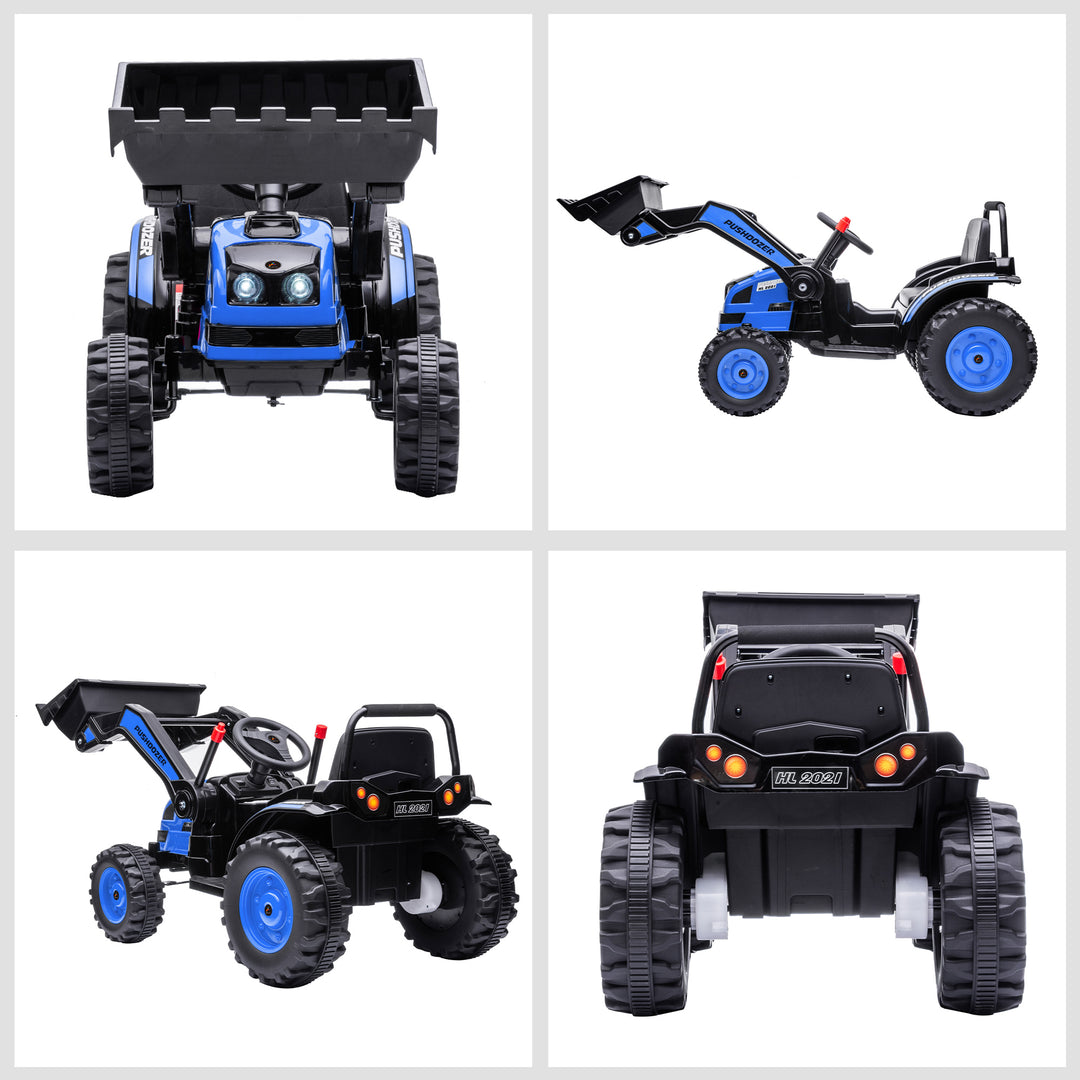 Aosom Kids Tractor 6V Battery Powered Digger Ride On Excavator Music Headlight Moving Forward Backward Blue