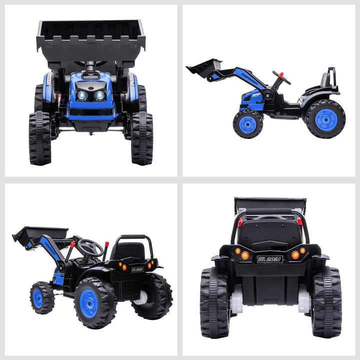 Aosom Kids Tractor 6V Battery Powered Digger Ride On Excavator Music Headlight Moving Forward Backward Blue