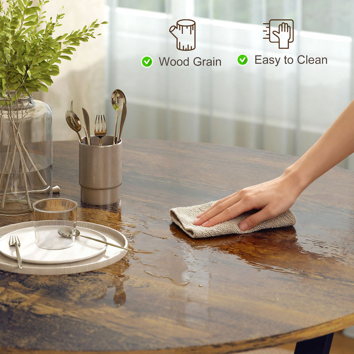 HOMCOM 35" Round Dining Table, Modern Dining Room Table with Steel Frame, Space Saving Small Kitchen Table, Brown