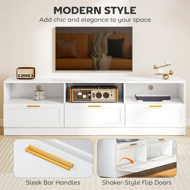 HOMCOM TV Stand with Storage, Modern Entertainment Center with 3 Cabinets and 3 Open Shelves, for TVs up to 85", White