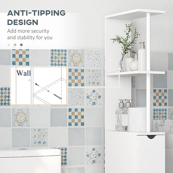 HOMCOM Tall Bathroom Storage Cabinet, Narrow Bathroom Cabinet with Drawers and Open Shelves for Small Spaces, White and Grey